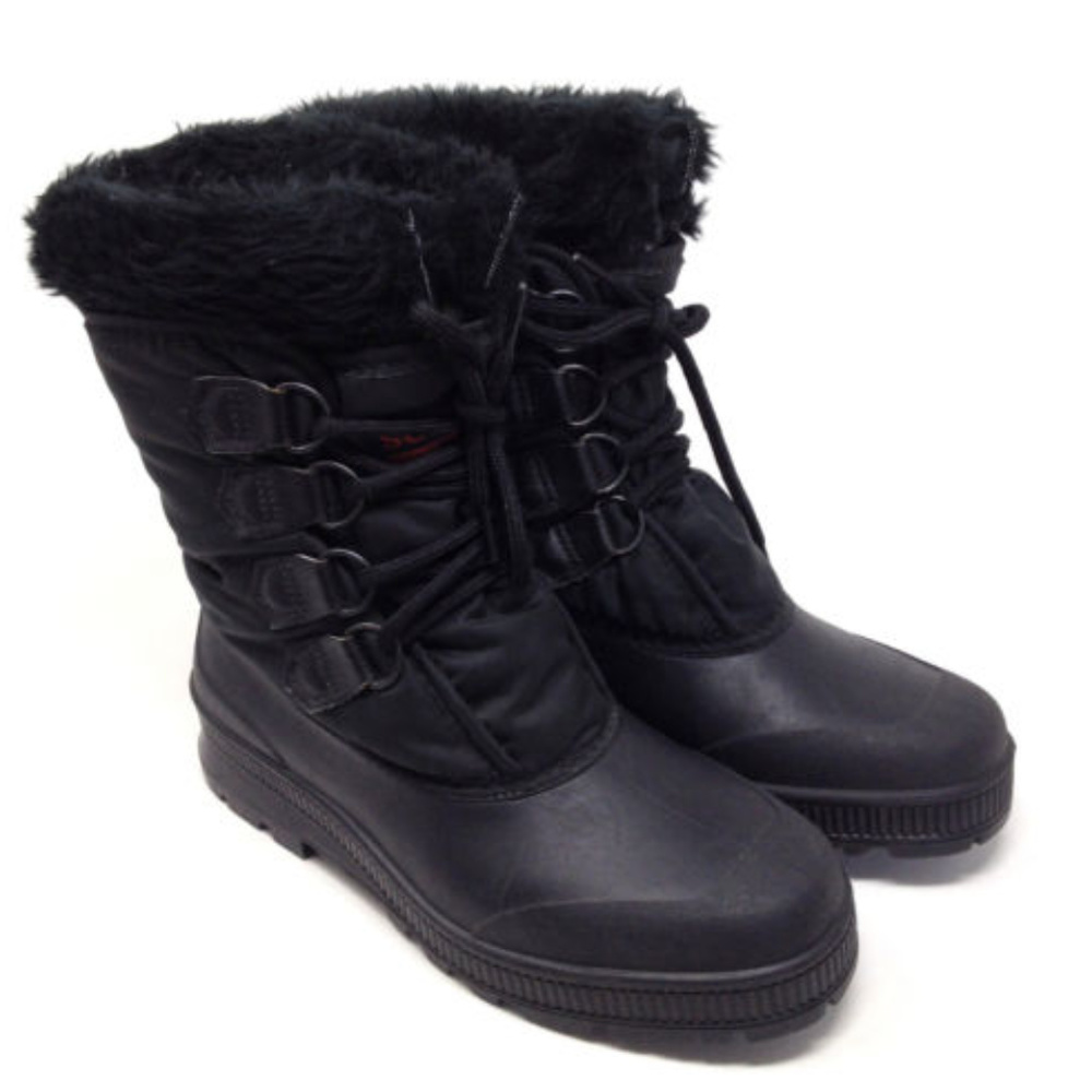 Sorel Black Rubber Nylon Waterproof Winter Boots 8